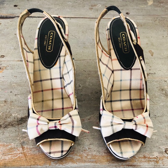 Coach Shoes Coach Twirling Plaid Platform Wedges Poshmark